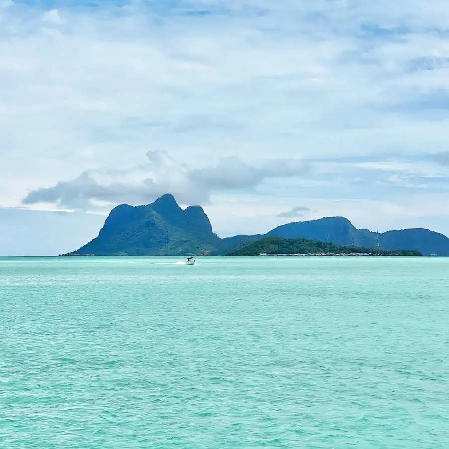 Scenic view of Bohey Dulang island from the resort deck Sea Coral Resort